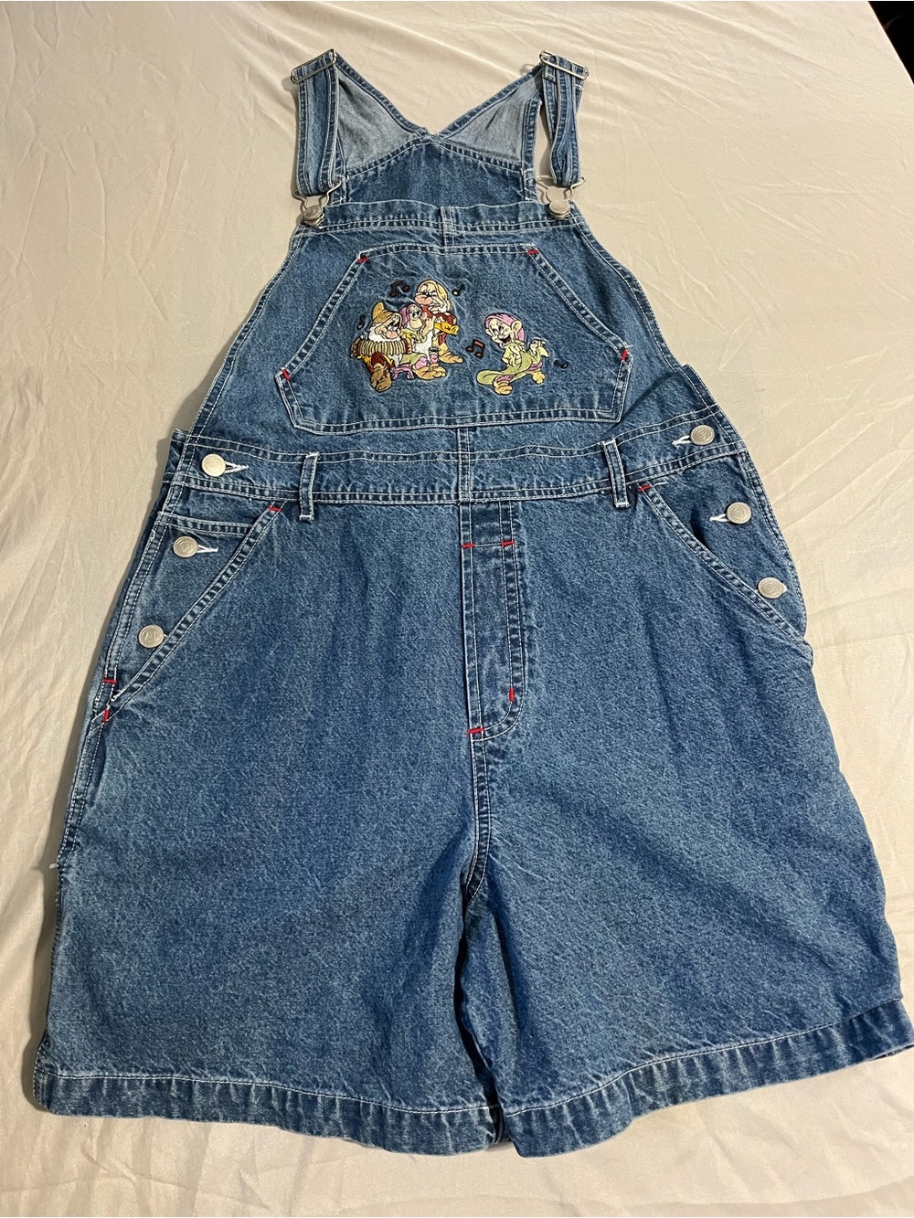 Vintage Disney Snow White Denim Overalls Womens Size Small